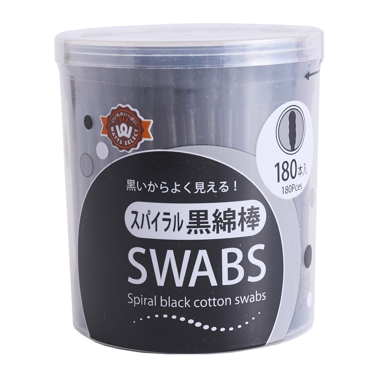 綿棒 PB.スパイラル黒綿棒 180本入 011338