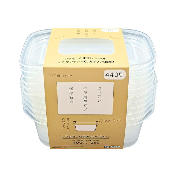 Tokinone PB.中が見やすい保存容器 400ml 6個組 016212