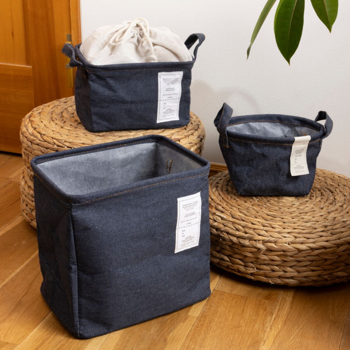 Tokinone PB.パントリーBOX 縦型 デニム風 約H26×W19×D26cm 032309