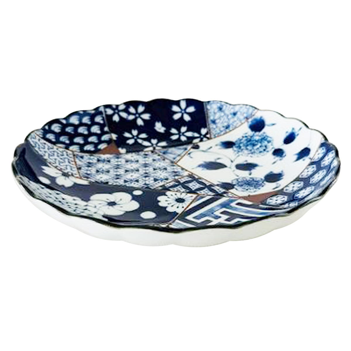 天藍釉菊口皿 Tokinone PB.藍友禅菊型8.0皿 021198