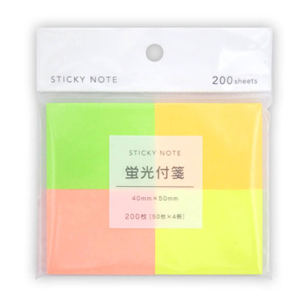 付箋 ふせん フセン FITMEMO フィットメモ 蛍光 4本 40×50mm 200