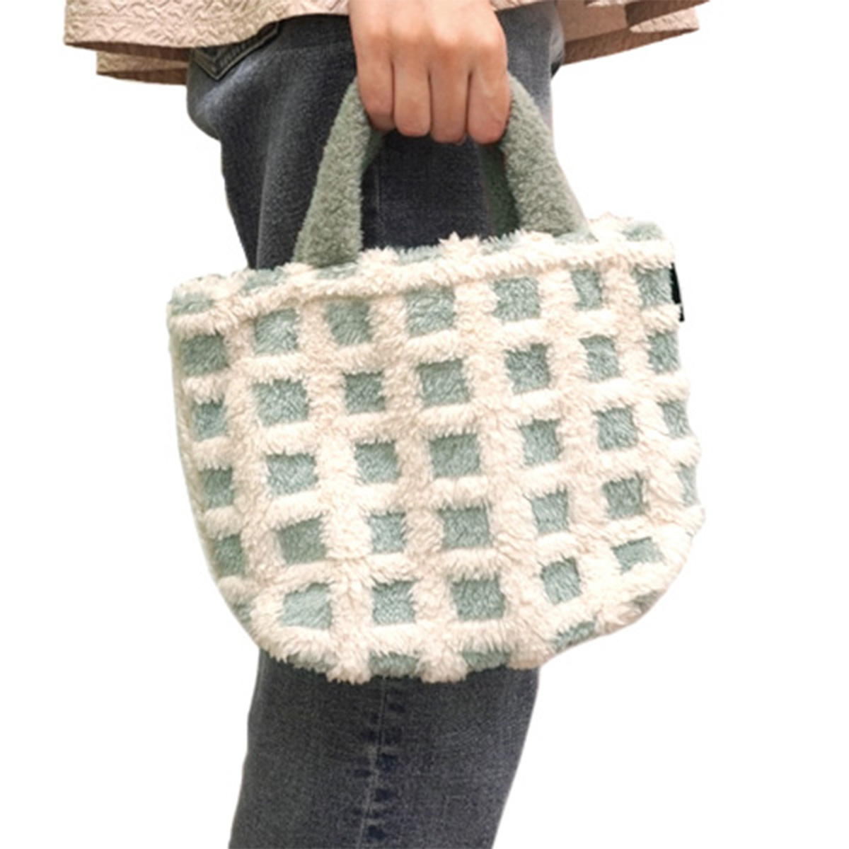 Tokinone PB.もこもこトートバッグ チェック柄 GY 041710