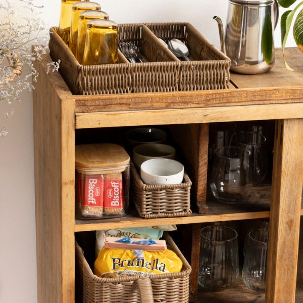 Tokinone PB.ラタン風仕切り付収納 041899