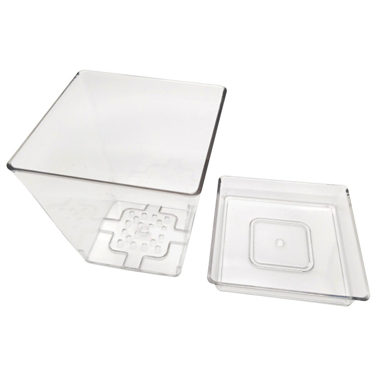 Tokinone PB.植木鉢鉢皿付き四角 4号 クリア 046960