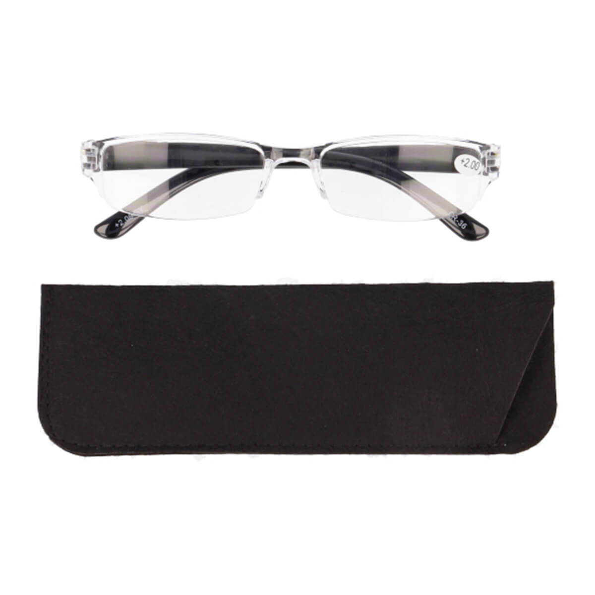 ● お洒落な老眼鏡、度数＋2.0、ケース付き、新作、送料無料(３) 高級フレームレス自動調整老眼鏡 度数0-400度 スマート