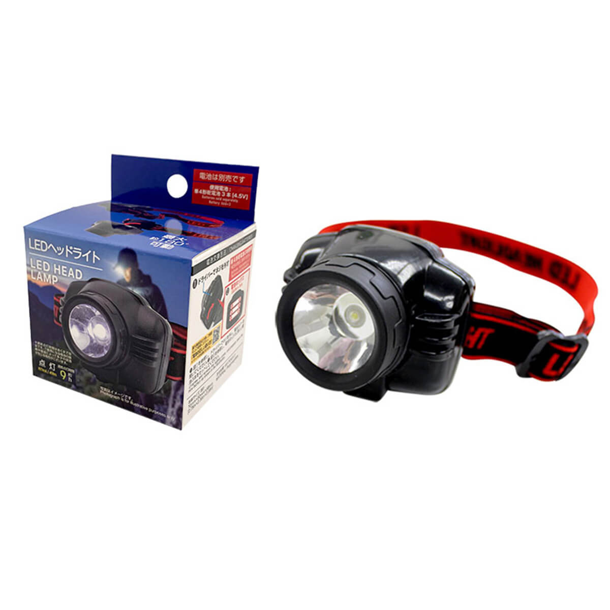 ヘッドライト LED ゴム装着 アウトドア トレッキング サイクリング　060581
