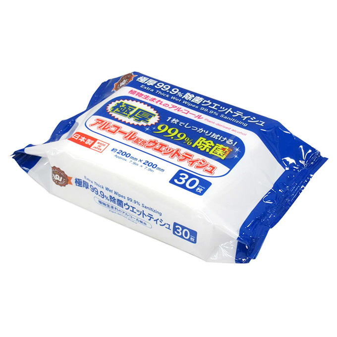 【クーポンでオトク！箱売】PB.極厚99.9%除菌アルコールウェット 30枚　100個（20個×5箱）077863　000066