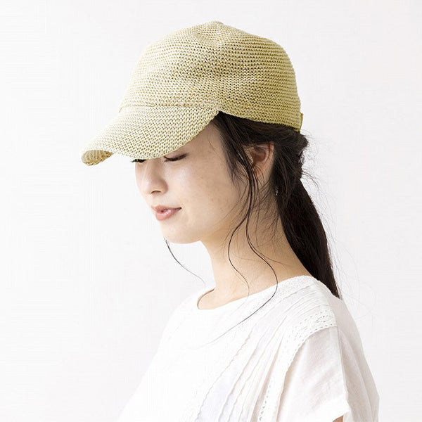 【クーポンで半額】キャップ 帽子 レディース 夏用 婦人 麻混ガーター編みキャップ UV対策 熱中症対策 　217184