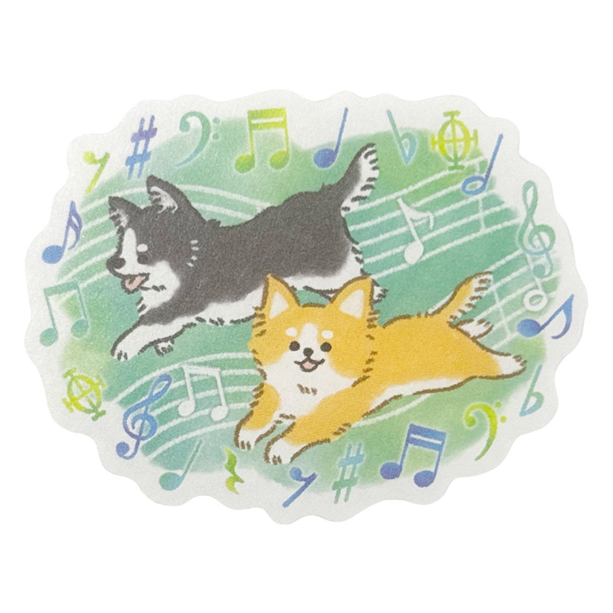 フレークシール 音楽と動物柄 301664