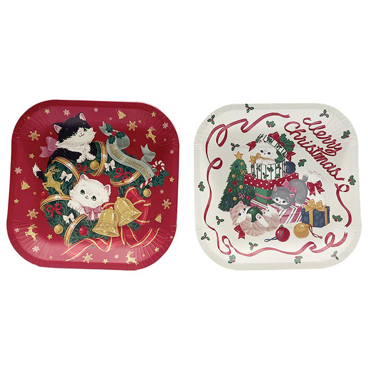 ペーパープレート 8P スクエア ヴィンテージキャット 302317