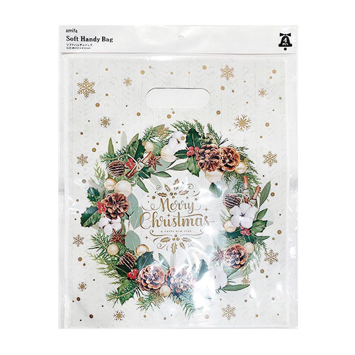 ソフトハンディバッグ M 4P ナチュラルクリスマス 302333