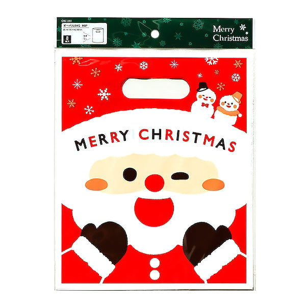 【在庫限り】クリスマスギフト用オーバルバッグ M 8P PE サンタフェイス　304041