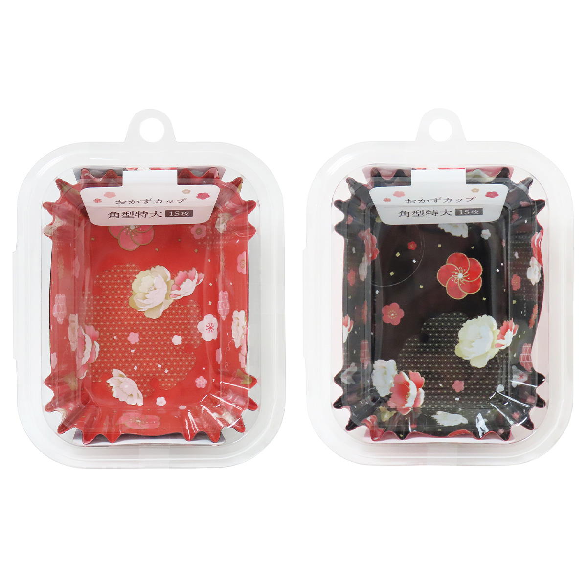 おかずカップ花みやび柄角型特大15枚 305189