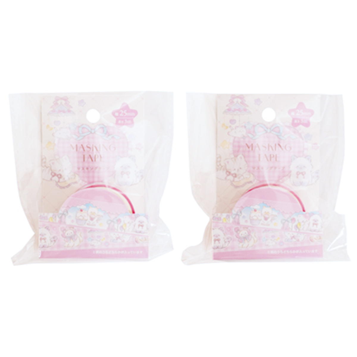 マスキングテープ 25mm幅 ふわふわ猫柄 305596