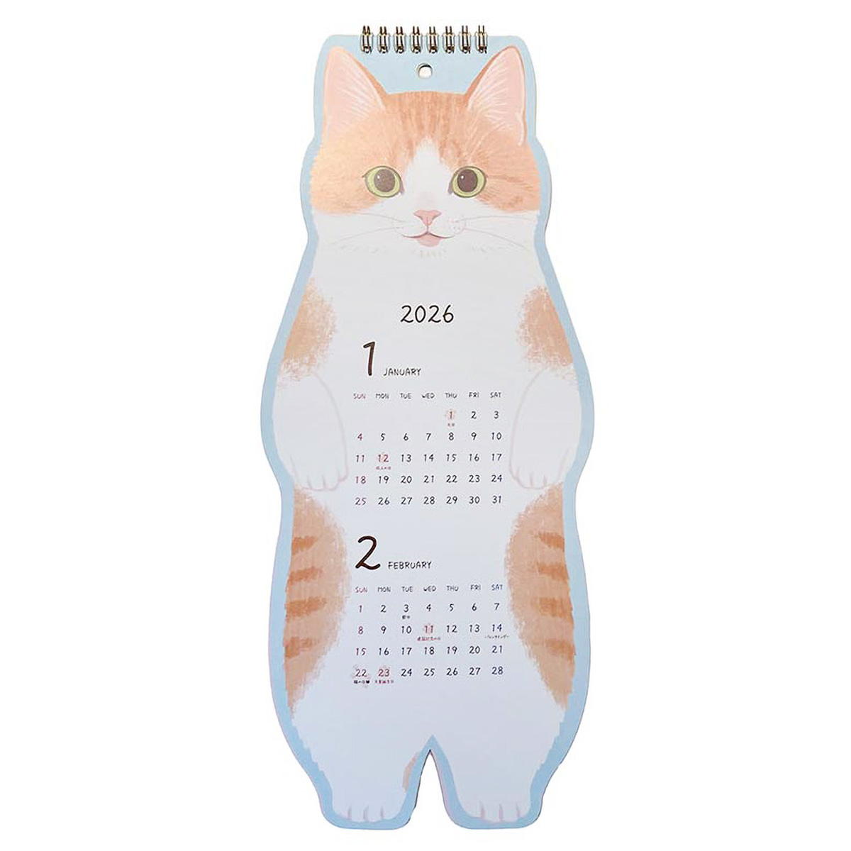 2026壁掛けリングカレンダー ダイカットキャッツ 308246