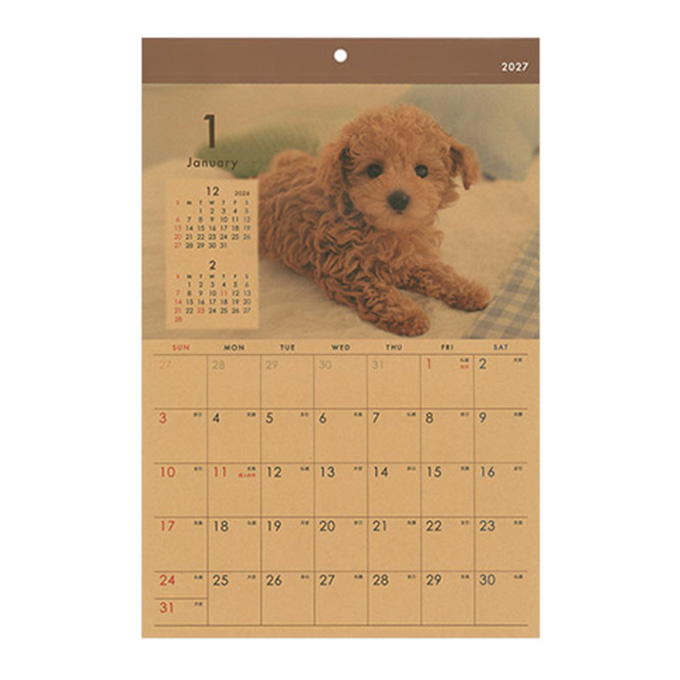 2027 壁掛け B4 クラフト イヌ写真 308714