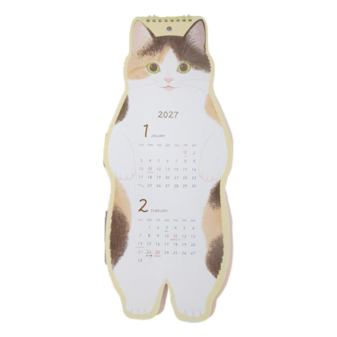 2027 壁掛けカレンダー リング ダイカットキャッツ 308835