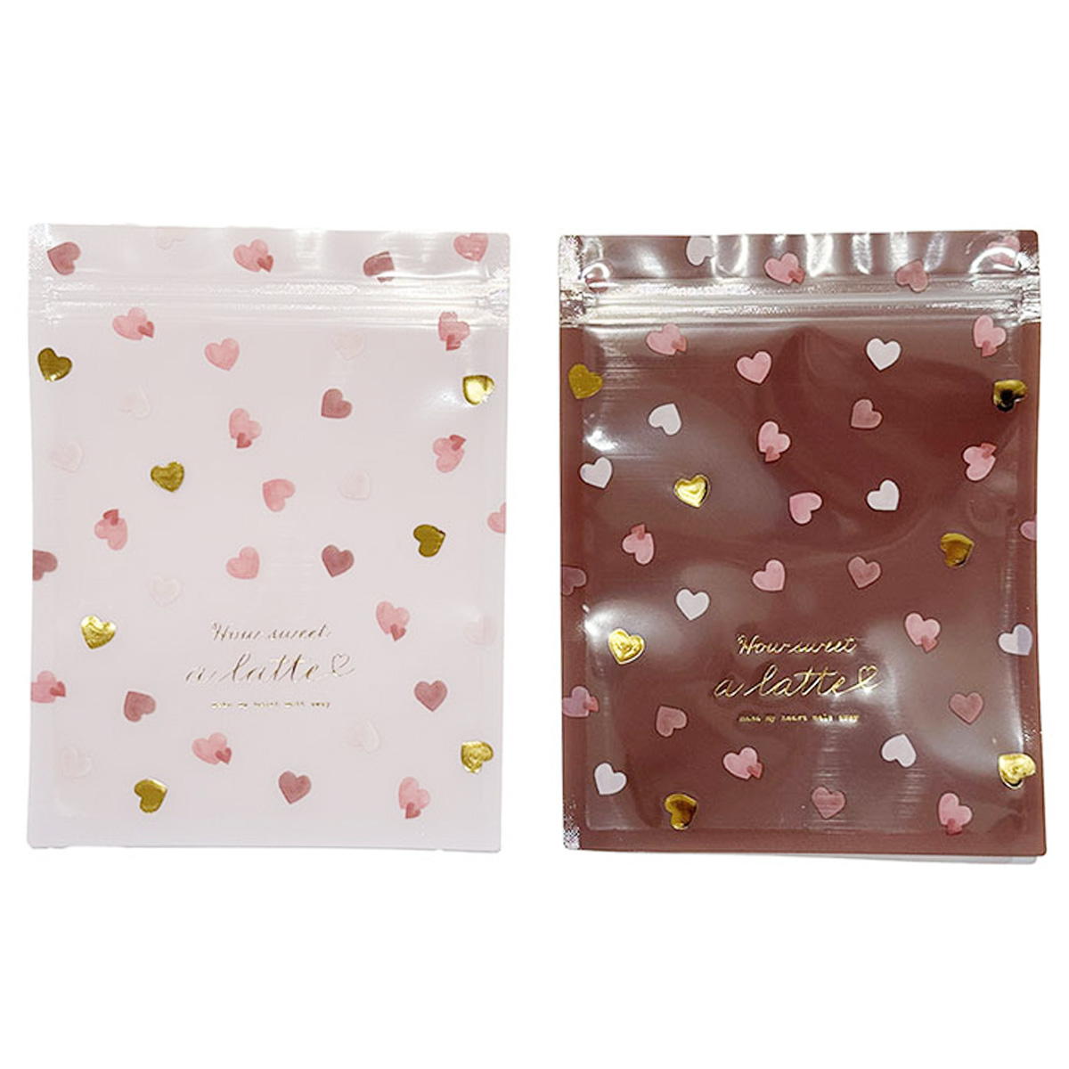 ジップバッグ M 3P 水彩ラテハート 308932