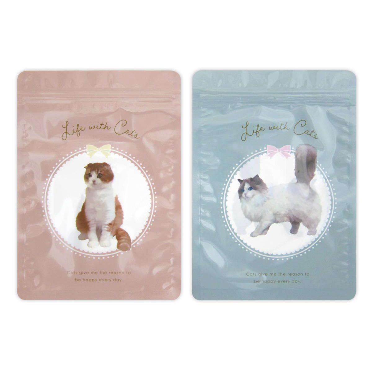 【在庫限り】ジッパーバッグ 猫柄 4枚 309025