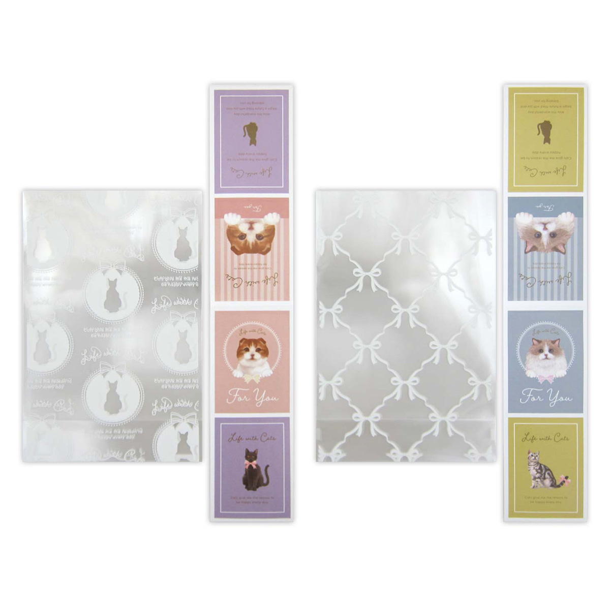 クリアバッグ 底マチ付き 猫柄 4枚 309026