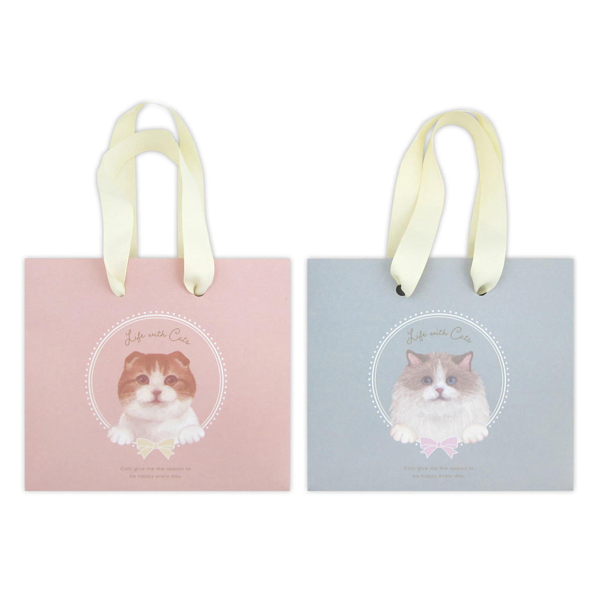【在庫限り】ペーパーバッグ ヨコ 猫柄 309027