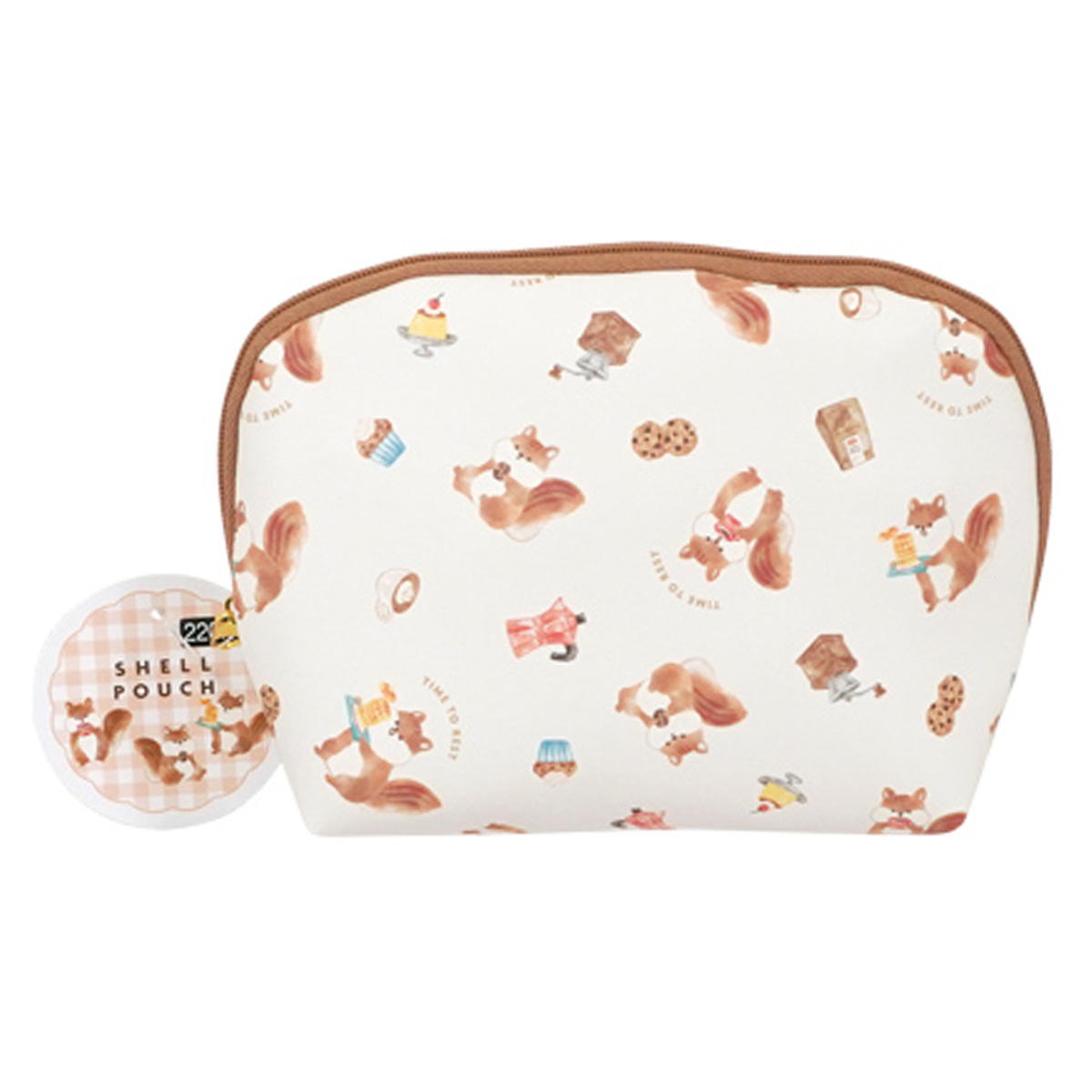 合皮 シェル形ポーチ リスカフェ柄 309051