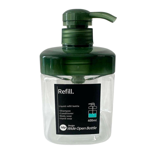 1dp 広口ポンプボトル400ML 角 グリーン 311545