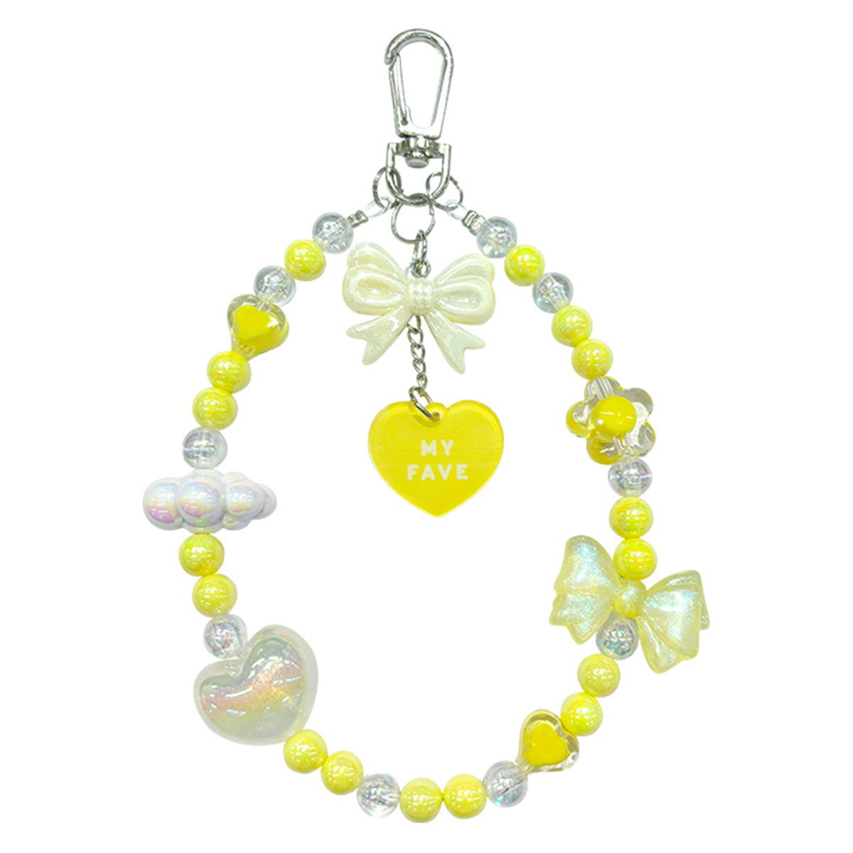 ビーズキーホルダー カラーリボン･ハート YE 313720