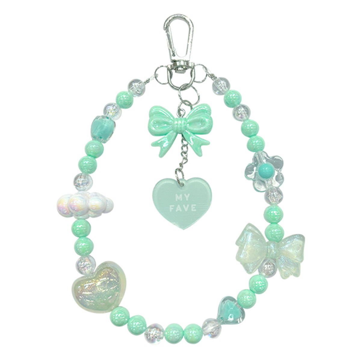 ビーズキーホルダー カラーリボン･ハート GR 313721