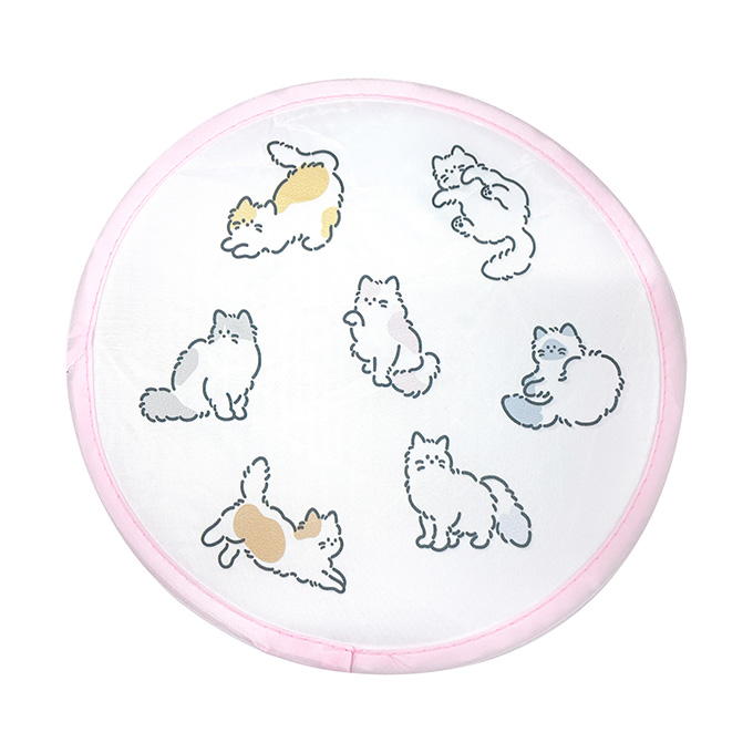 折りたたみうちわ20cm収納袋付 ふわふわ猫 314504