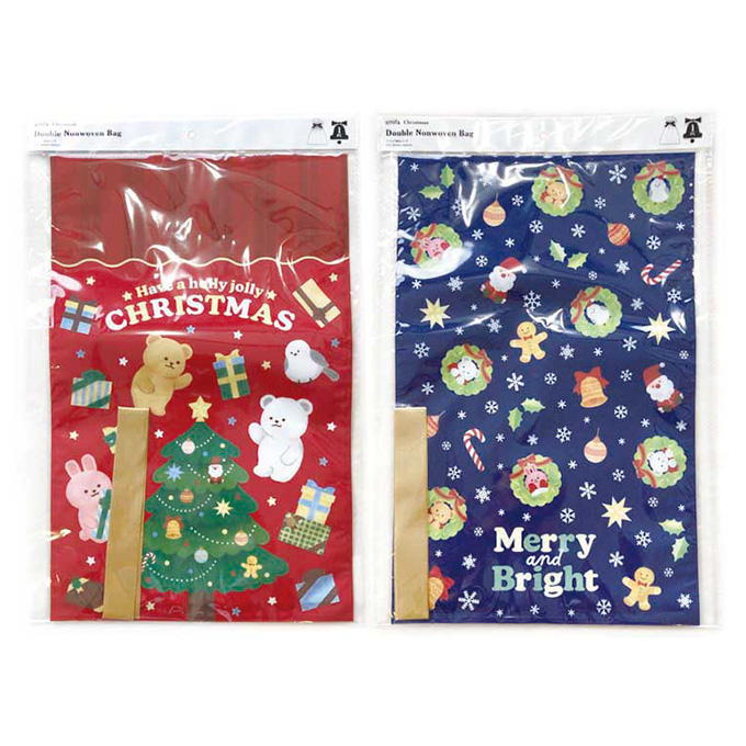 ダブル不織布バッグ リボン付 クリスマスフレンズ 315855