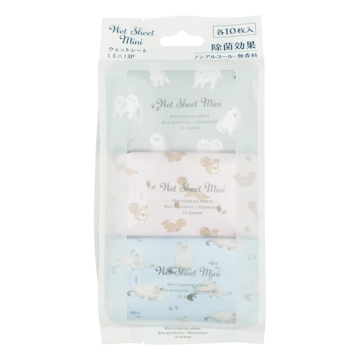 ウェットシートミニ アニマル 10枚3個パック 317854