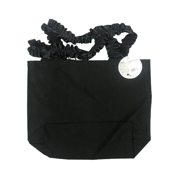 【在庫限り】エコバッグ 買い物バッグ 黒 かわいい シンプル フリル横トートバッグ 35×32×13cm　321105