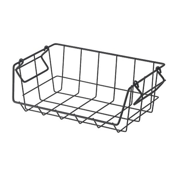 ワイヤーバスケット 前開き 持ち手付 フロントオープンワイヤーバスケット 26×18×H10cm ブラック　321960