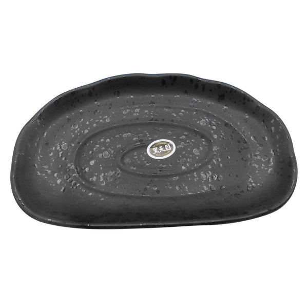 黒天目楕円中皿 18cm 323688