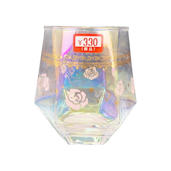 グラス ガラスコップ オーロラカップ ヘキサゴングラス ジュエリーローズ 約H10xW6.5xD6.5cm 300ml　326336