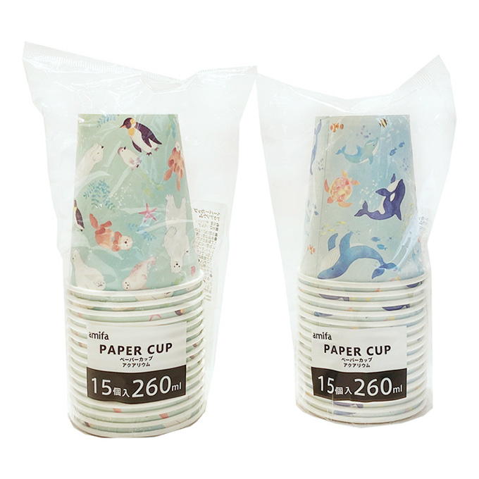 ペーパーカップ 260ml 15P アクアリウム 327824