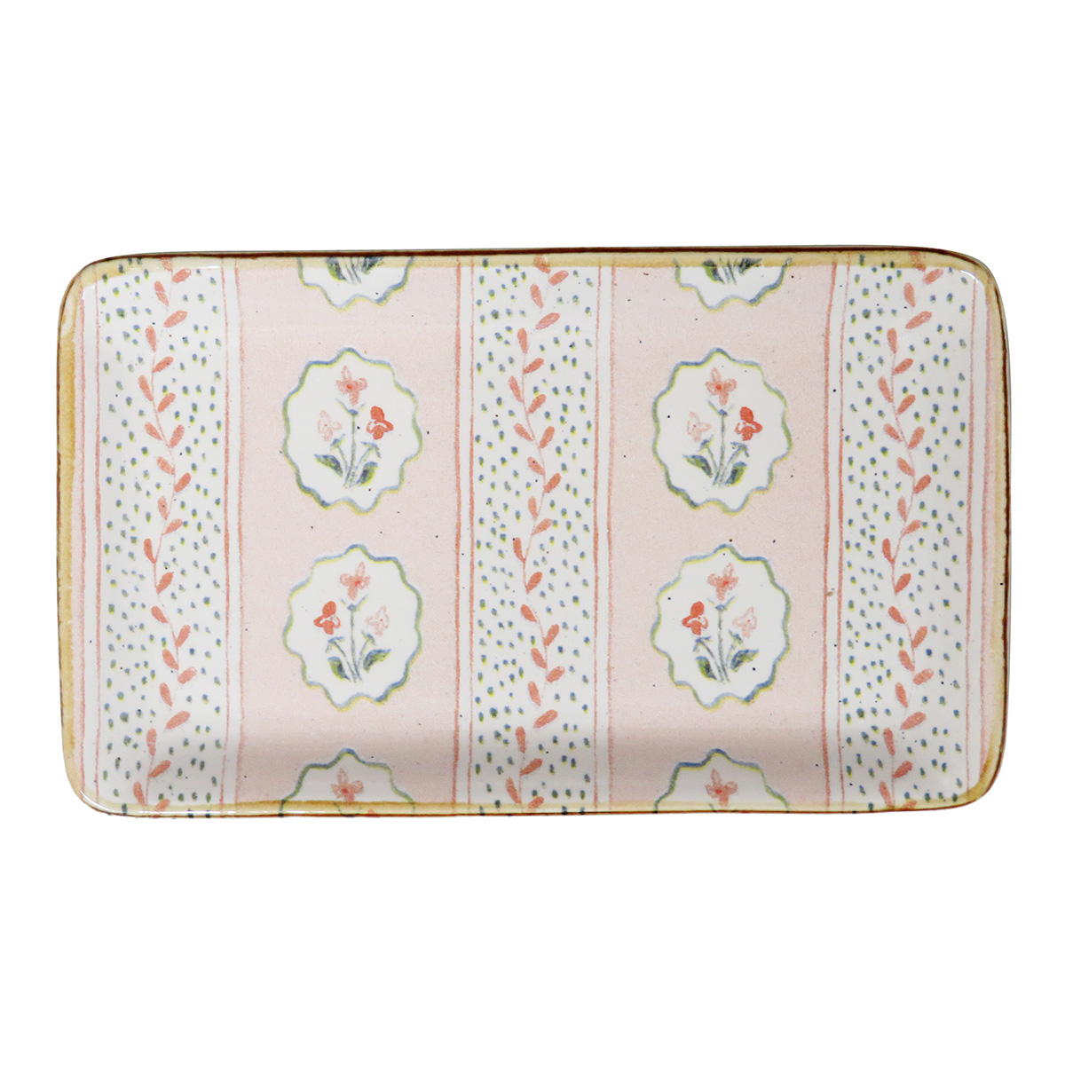 プレート レクタングル S フラワー ピンク 327865