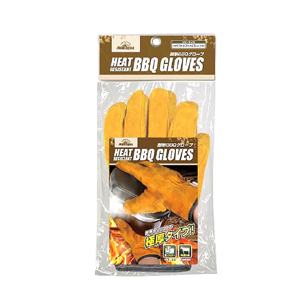 【在庫限り】【WEB限定】キャンプグローブ 耐熱 BBQ グローブ Montagna モンターナ 牛革 手袋 軍手 HAC3058 オレンジ W15×D3×H25cm 　328532