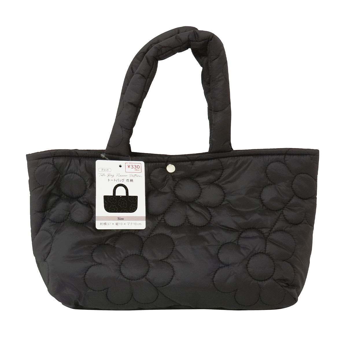 ハンドメイド 保冷バッグ 花柄 黒 トートバッグ花柄 ブラック 328709