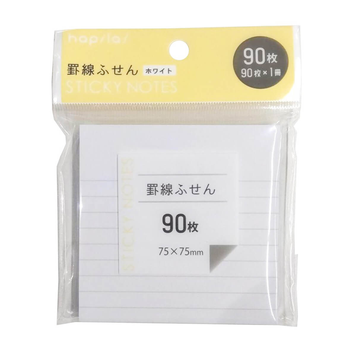 ふせんメモ罫線 ホワイト 75×75mm 90枚　340300