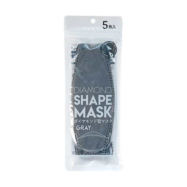 ダイヤモンド型マスク カラーマスク 5枚入 グレー　341490