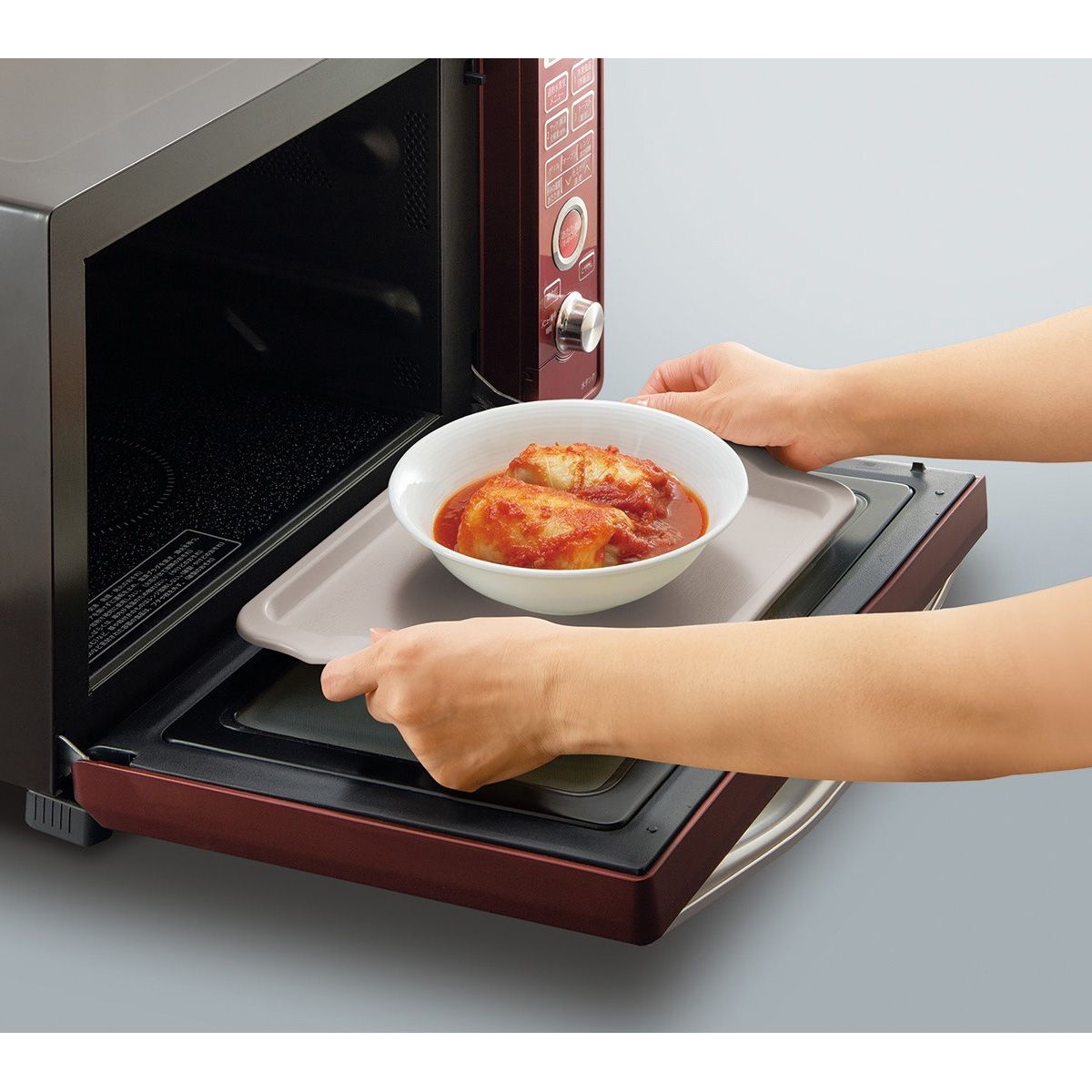 お盆 電子レンジで使えるトレー グレー 木目調 289×229×24mm 342033