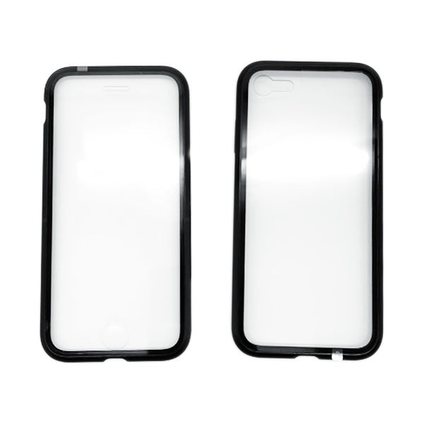 【OUTLET】iPhoneケース カバーケース iP7/8/SE(2) アルミマグネット 両面ガラス ブラック　344925