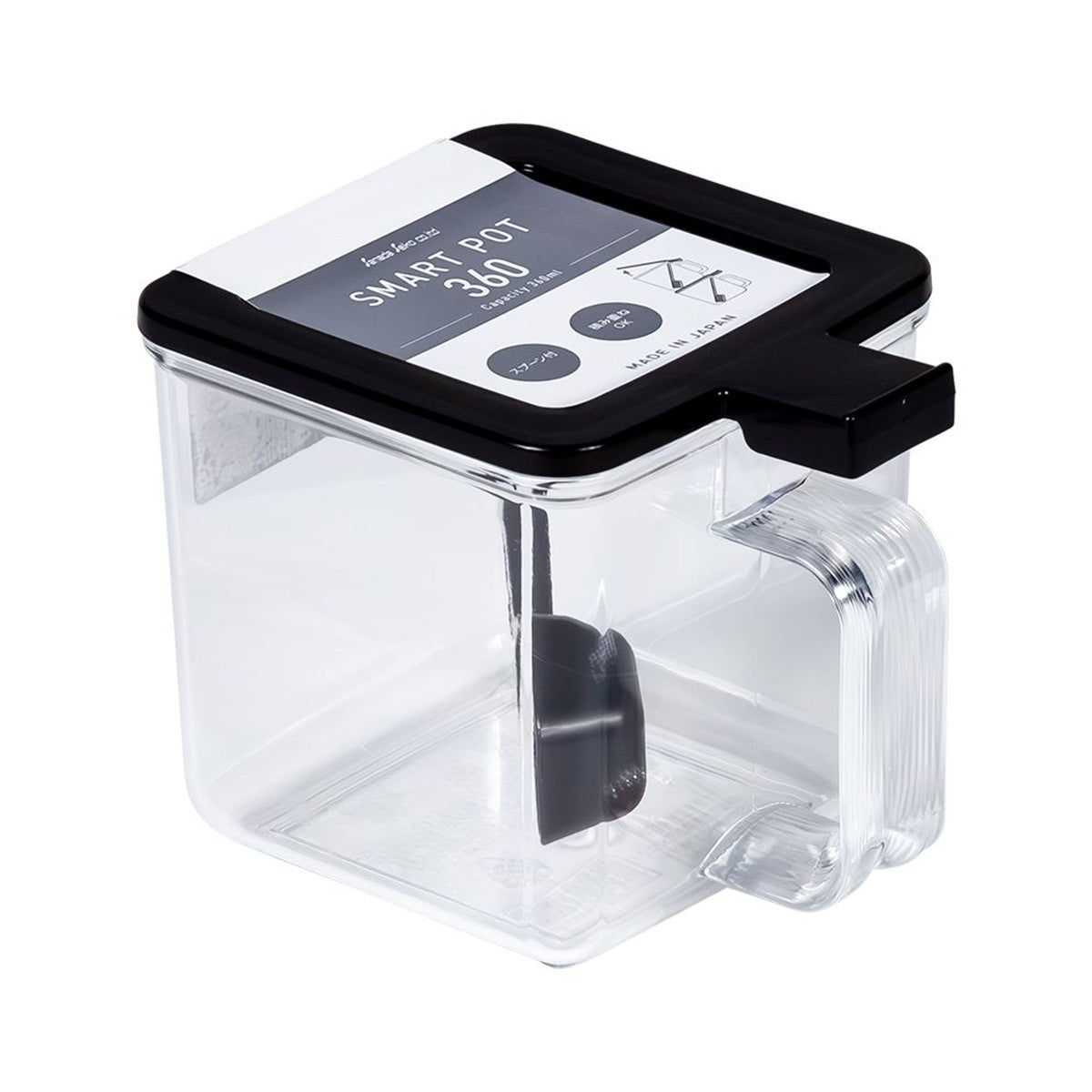 調味料入れ スマートポット360(スプーン付) ブラック　347806