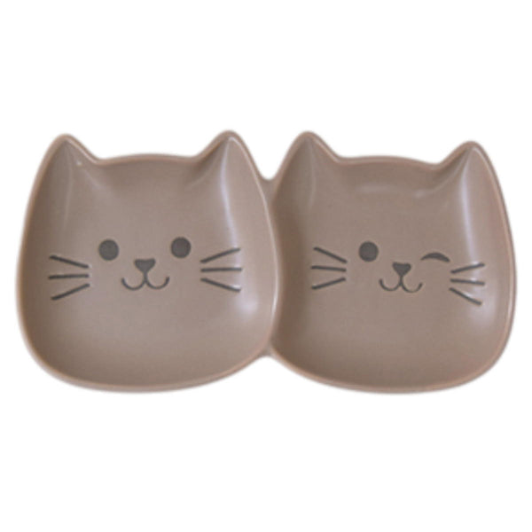 OUTLET】ラテにゃんこ 二連皿 ブラウン 349017