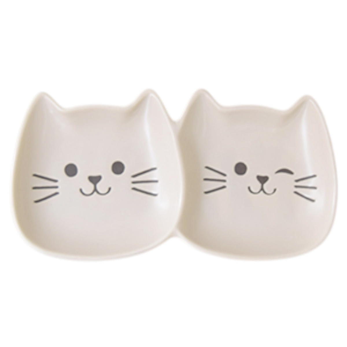 OUTLET】ラテにゃんこ 二連皿 ホワイト 349018