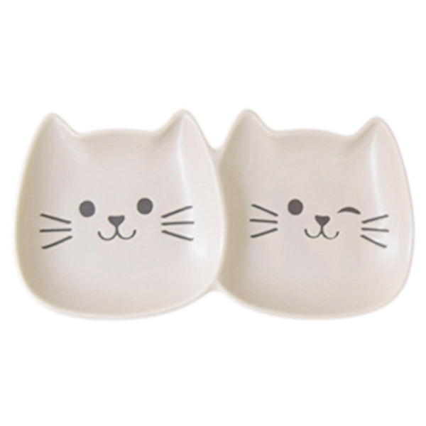 在庫限り】ラテにゃんこ 二連皿 ホワイト 349018 在庫限り】ラテにゃんこ 二連皿 ホワイト 349018