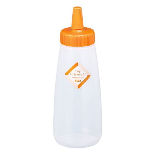 調味料ボトル 液体調味料 ドレッシングボトル キャップディスペンサー オレンジ 350ml　349609