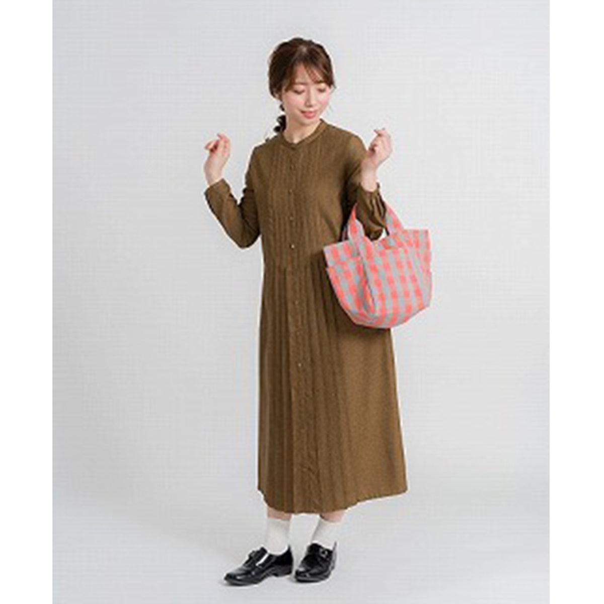 OUTLET】トートバッグ お弁当 ランチトート インド綿 チェック H25×W37